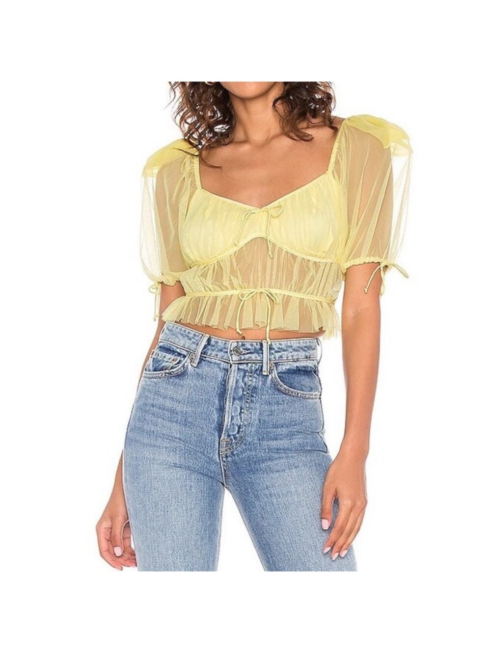 For Love & Lemons Sunshine Crop Top Yellow Large